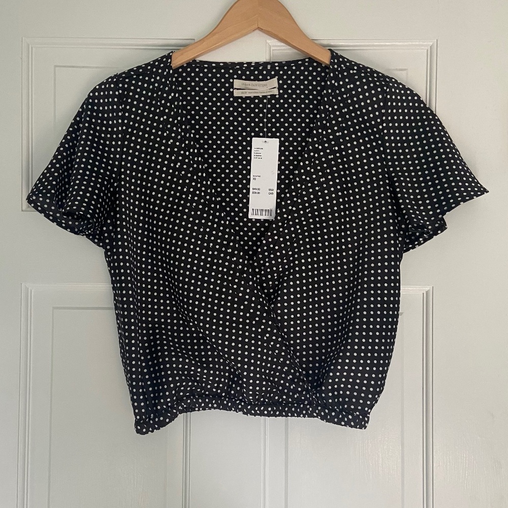 Urban Outfitters Black & White Polka Dot Wrap Top